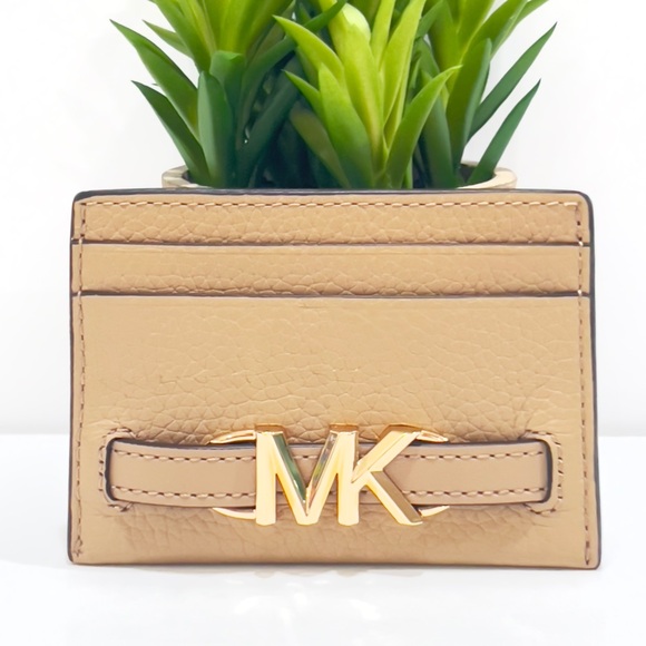 🆕 NWT Michael Kors Reed Pebbled Leather Card Wallet in Camel - Picture 2 of 6